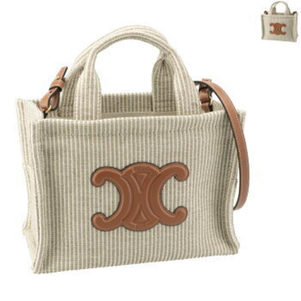 Celine Tote Bag THAIS Cabas Stripe Textile Shoulder